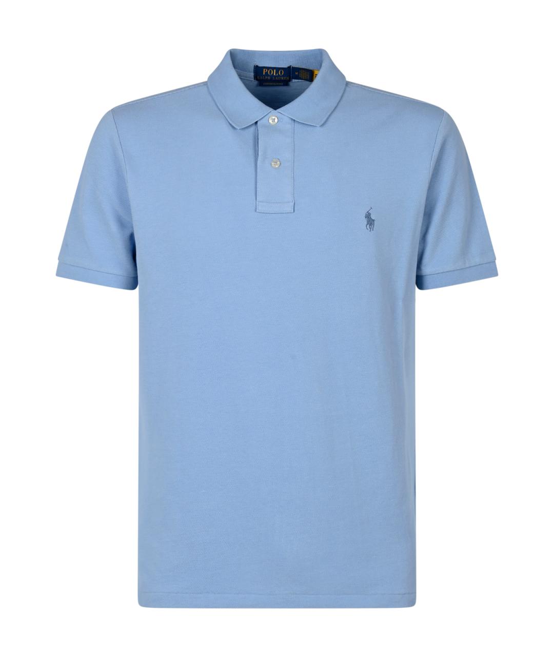 POLO RALPH LAUREN Голубое хлопковое поло с коротким рукавом, фото 1