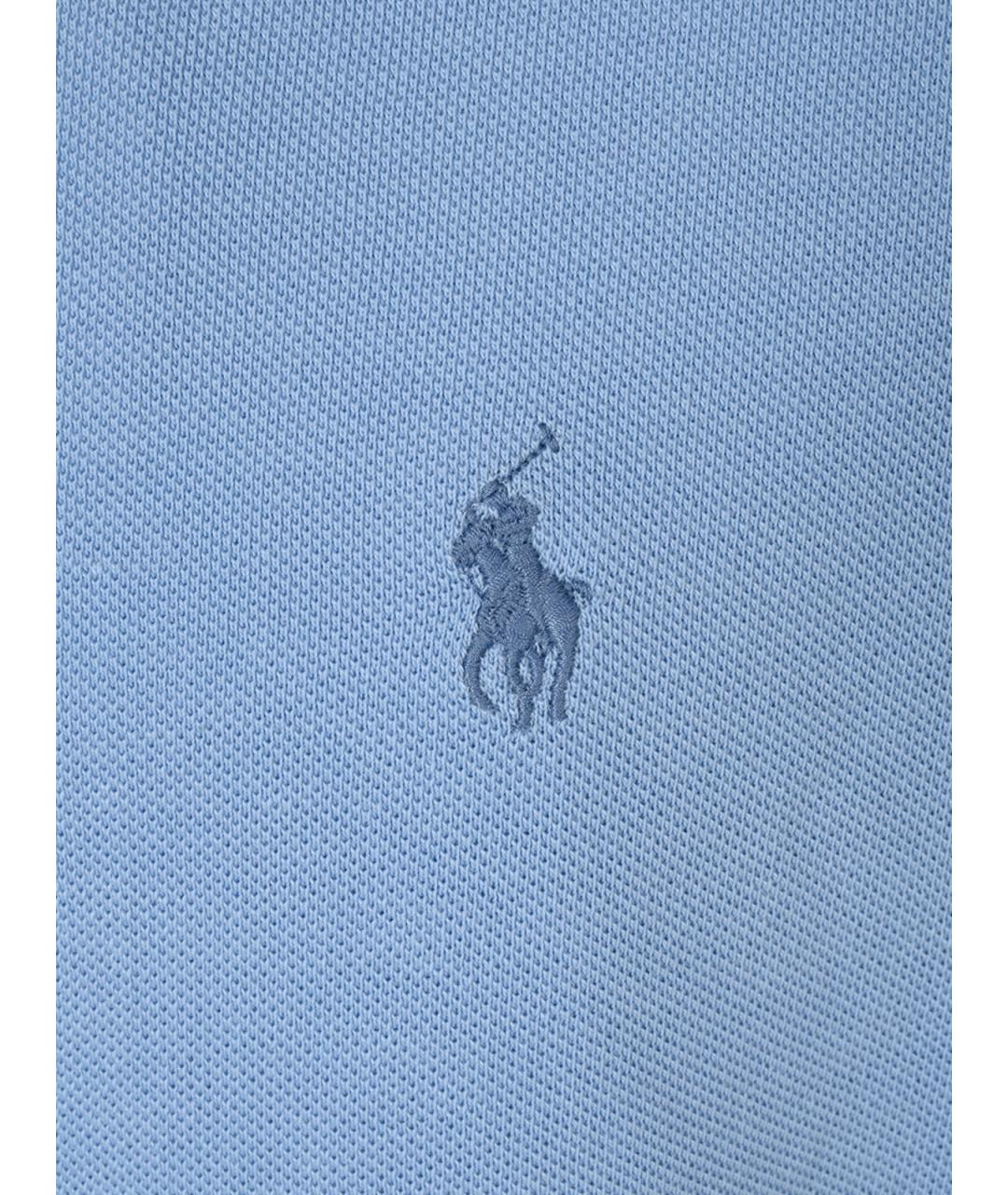 POLO RALPH LAUREN Голубое хлопковое поло с коротким рукавом, фото 5