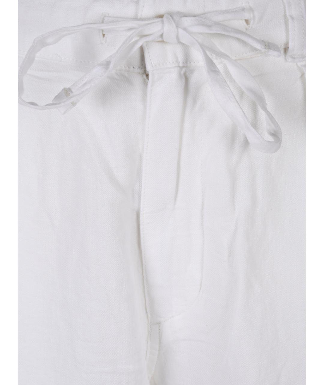 POLO RALPH LAUREN Белые льняные повседневные брюки, фото 5