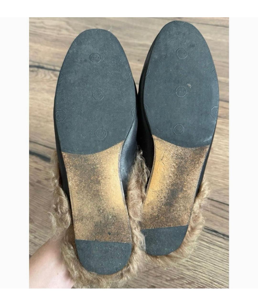 GUCCI Черные кожаные мюли, фото 6