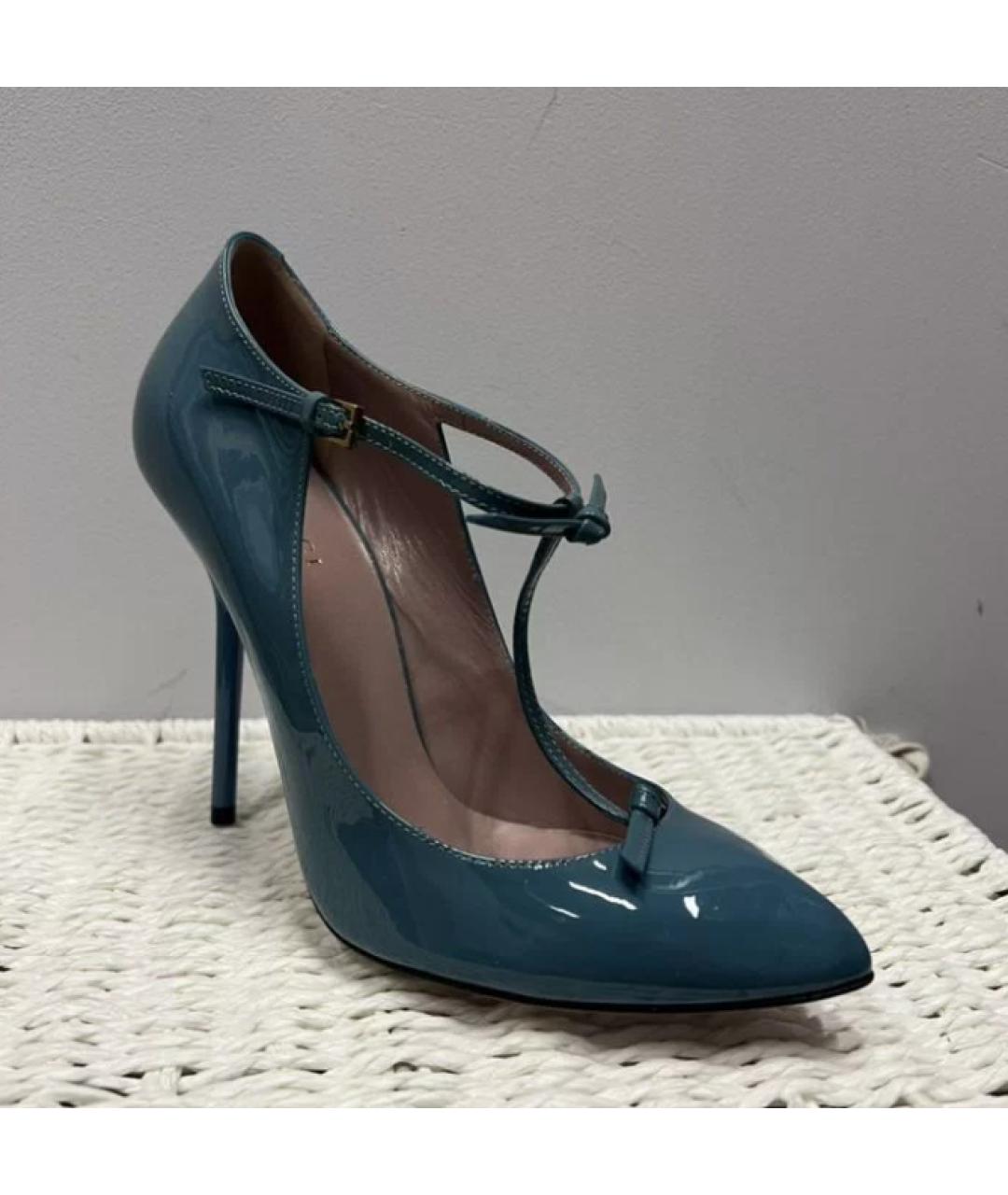 GUCCI Бирюзовые туфли из лакированной кожи, фото 3