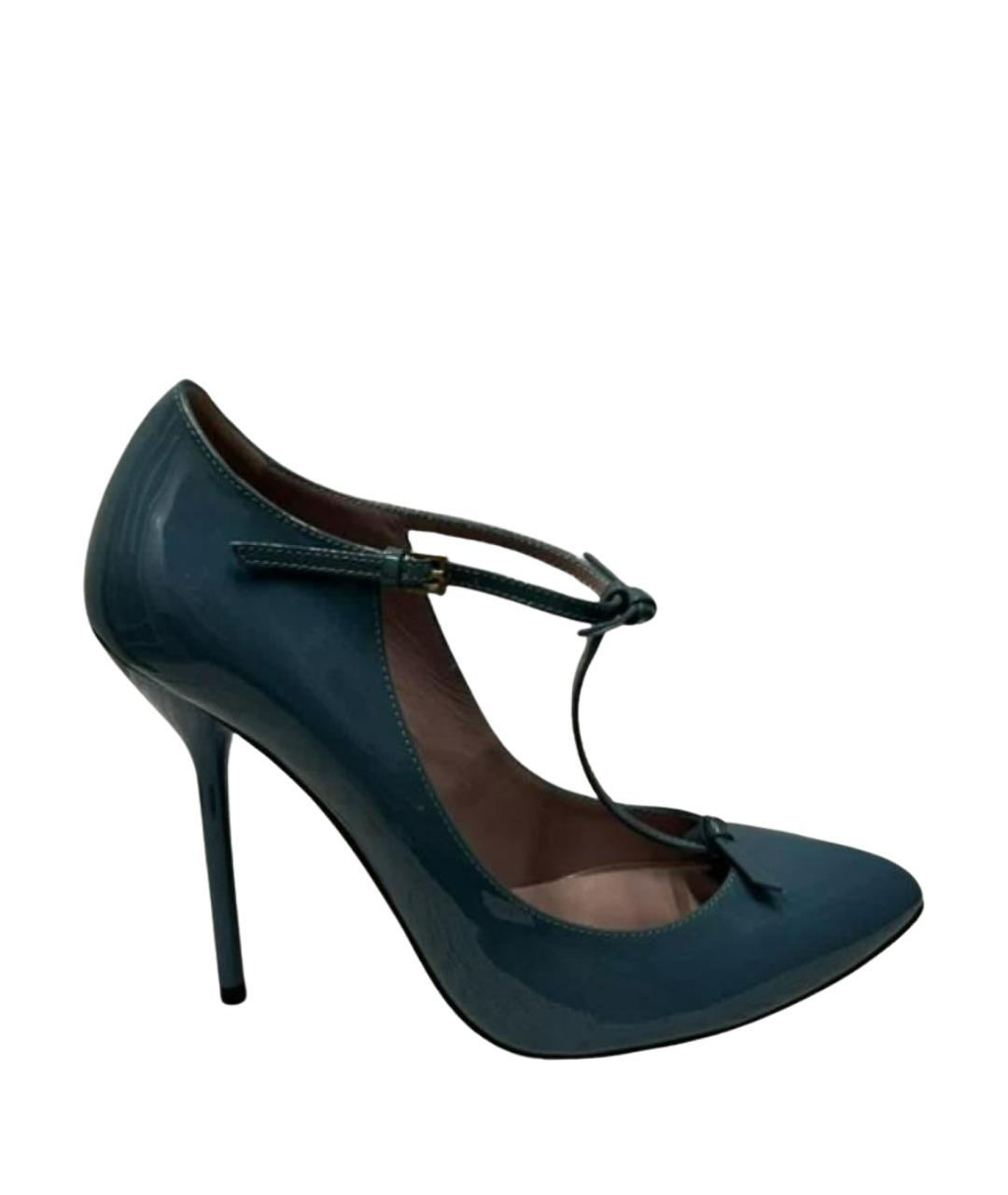 GUCCI Бирюзовые туфли из лакированной кожи, фото 1