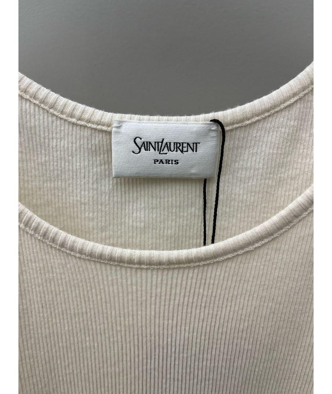 SAINT LAURENT Бежевая хлопковая майка, фото 4
