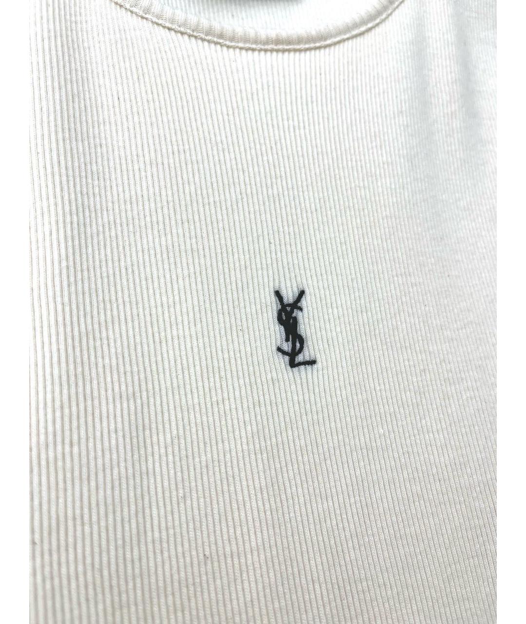 SAINT LAURENT Бежевая хлопковая майка, фото 5