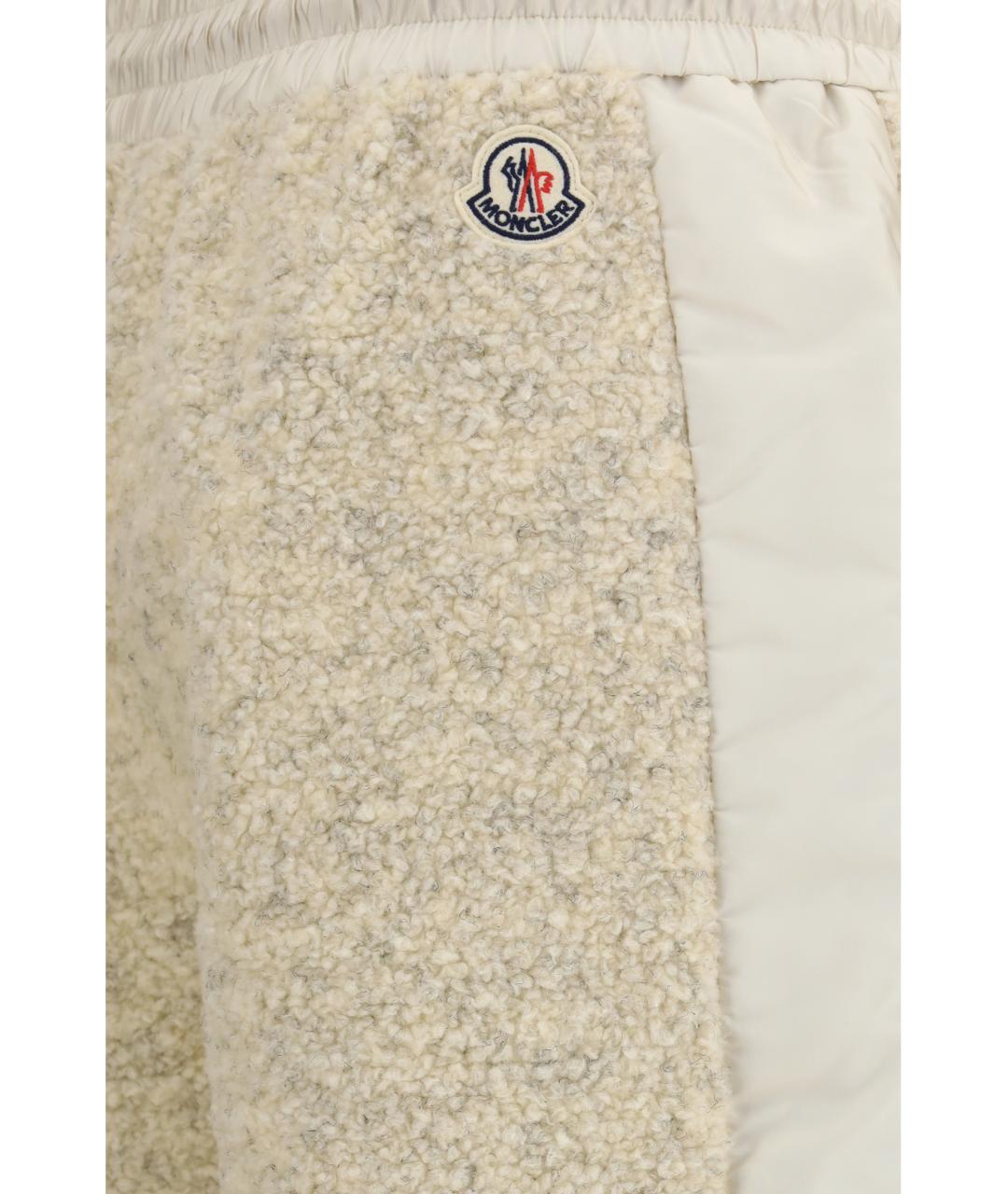 MONCLER Бежевые полиэстеровые прямые брюки, фото 3