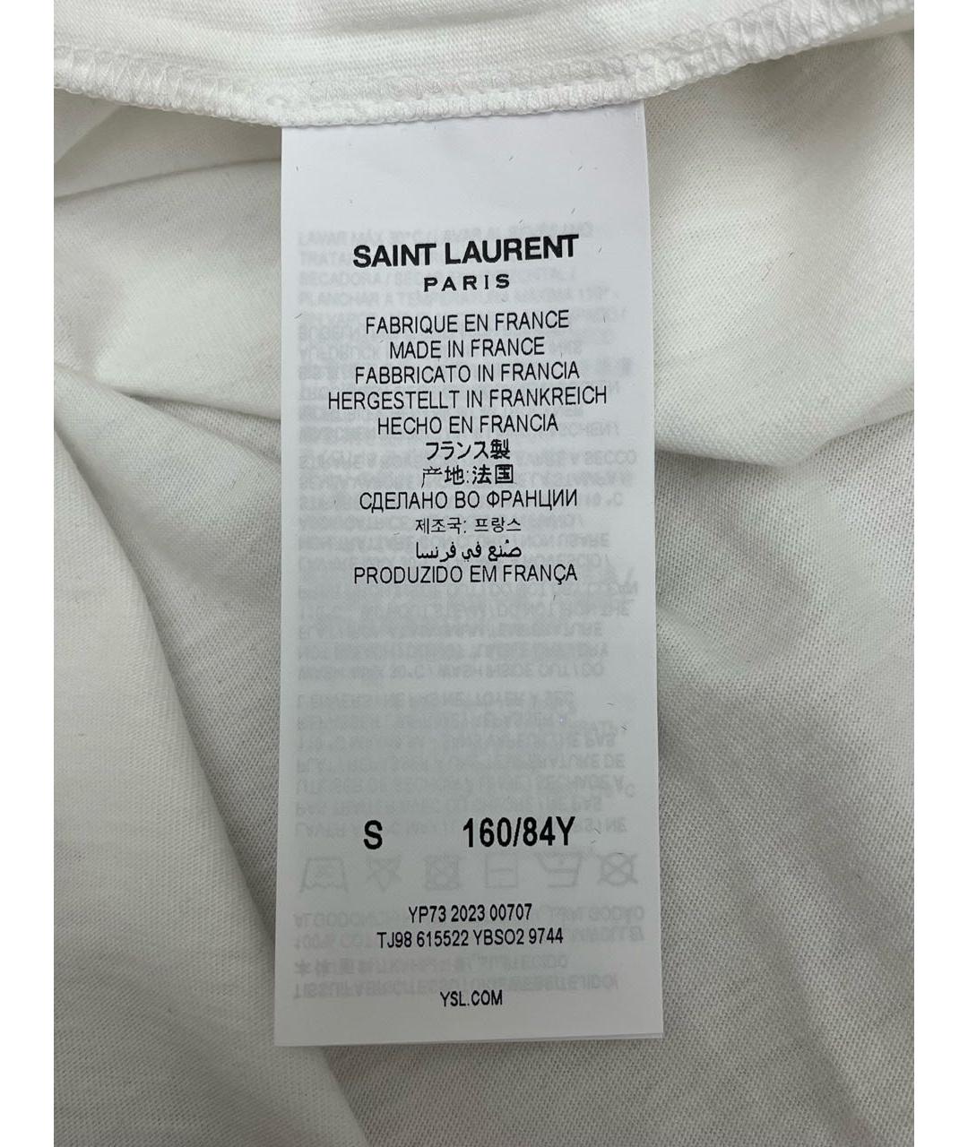 SAINT LAURENT Белая хлопковая футболка, фото 4