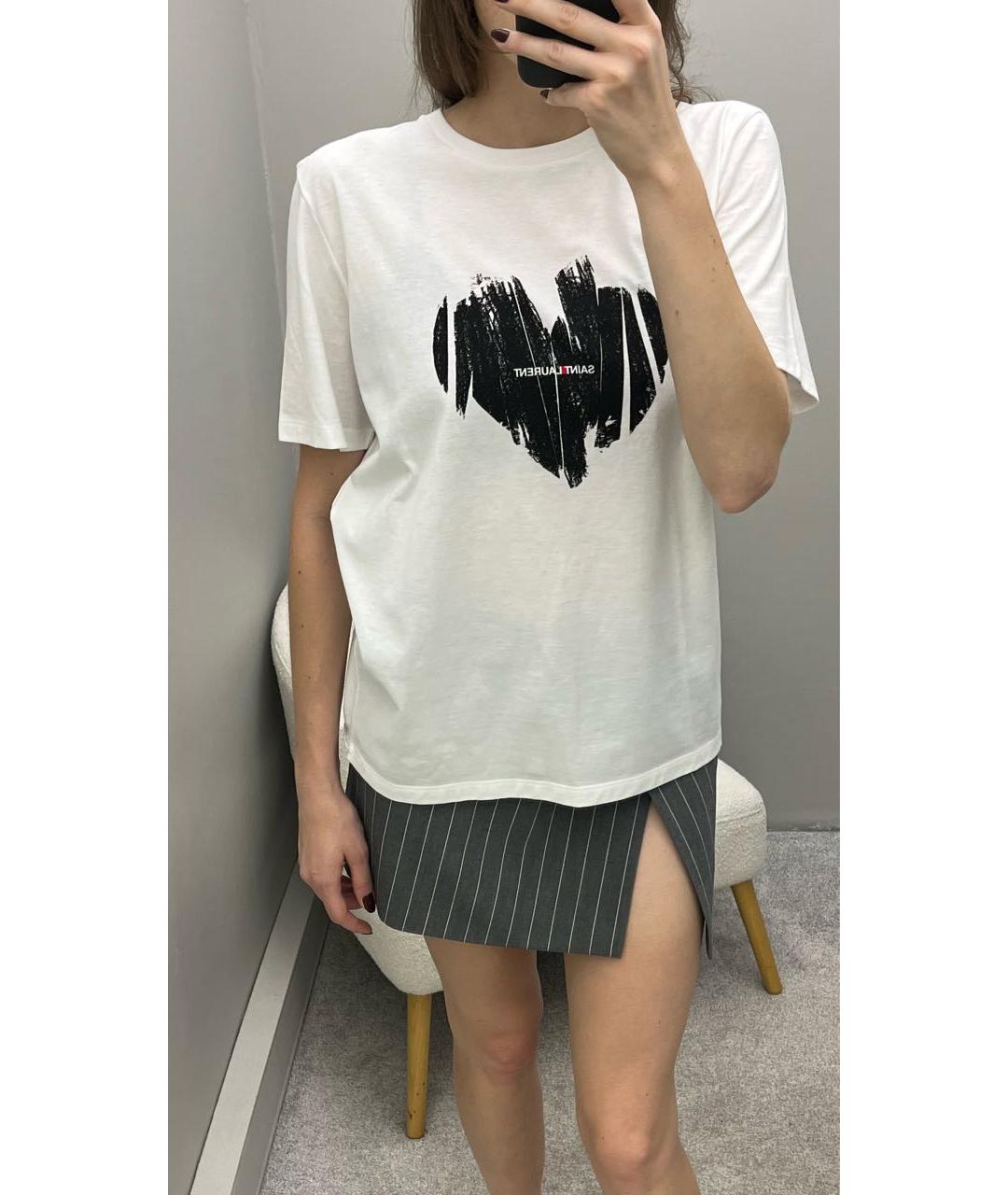 SAINT LAURENT Белая хлопковая футболка, фото 5