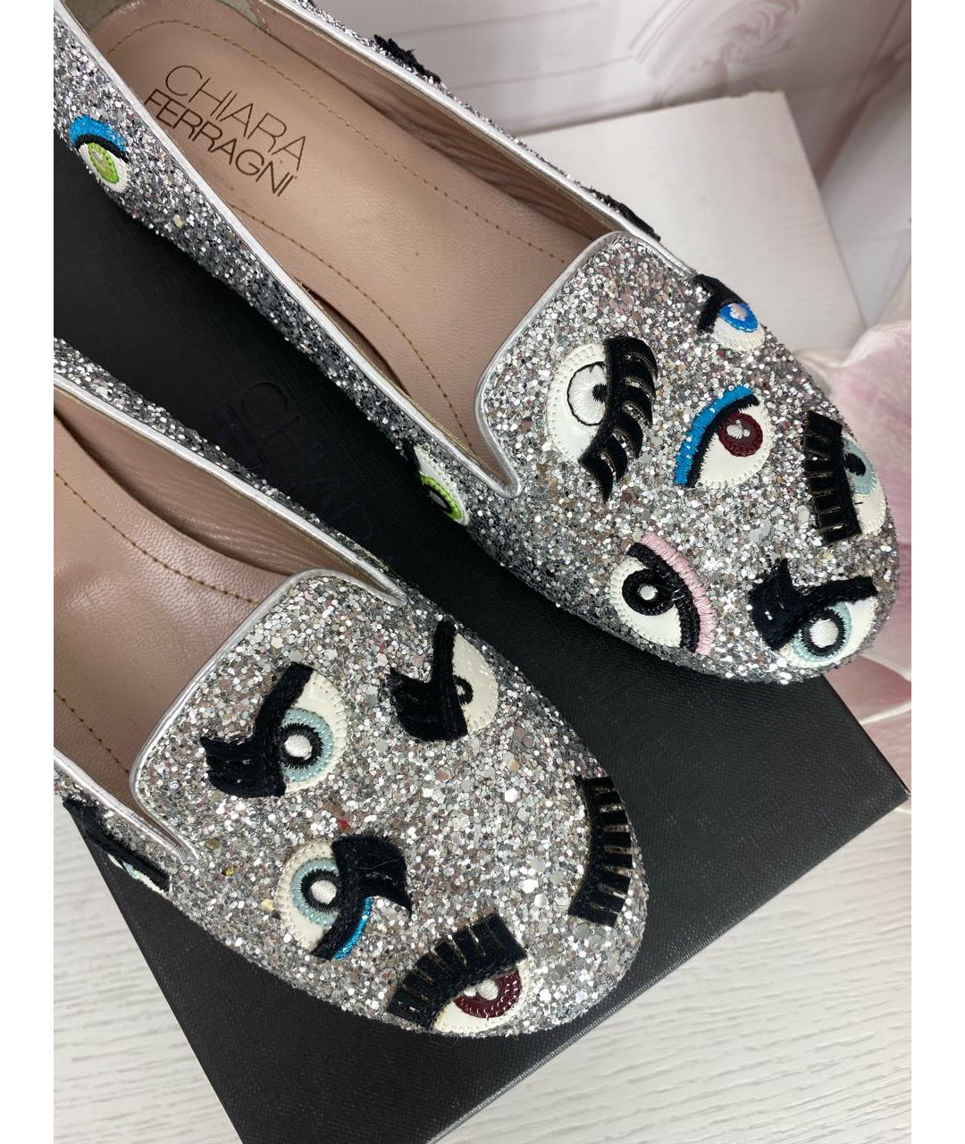 CHIARA FERRAGNI Серебряные кожаные туфли, фото 8