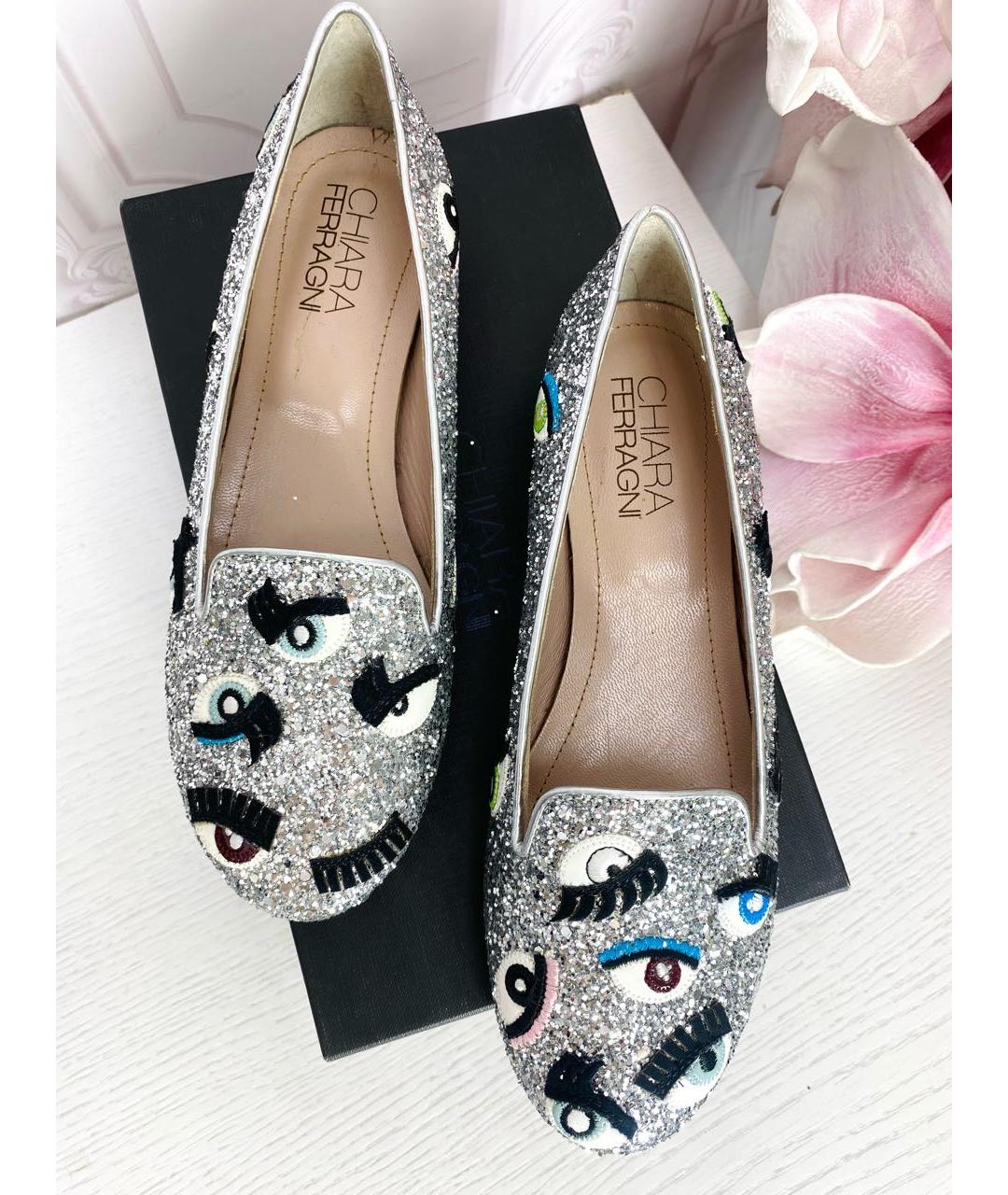 CHIARA FERRAGNI Серебряные кожаные туфли, фото 3
