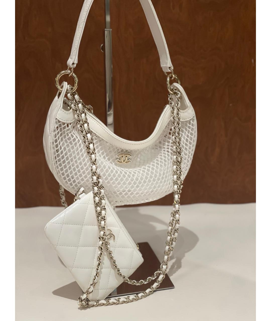 CHANEL Белая тканевая сумка через плечо, фото 2