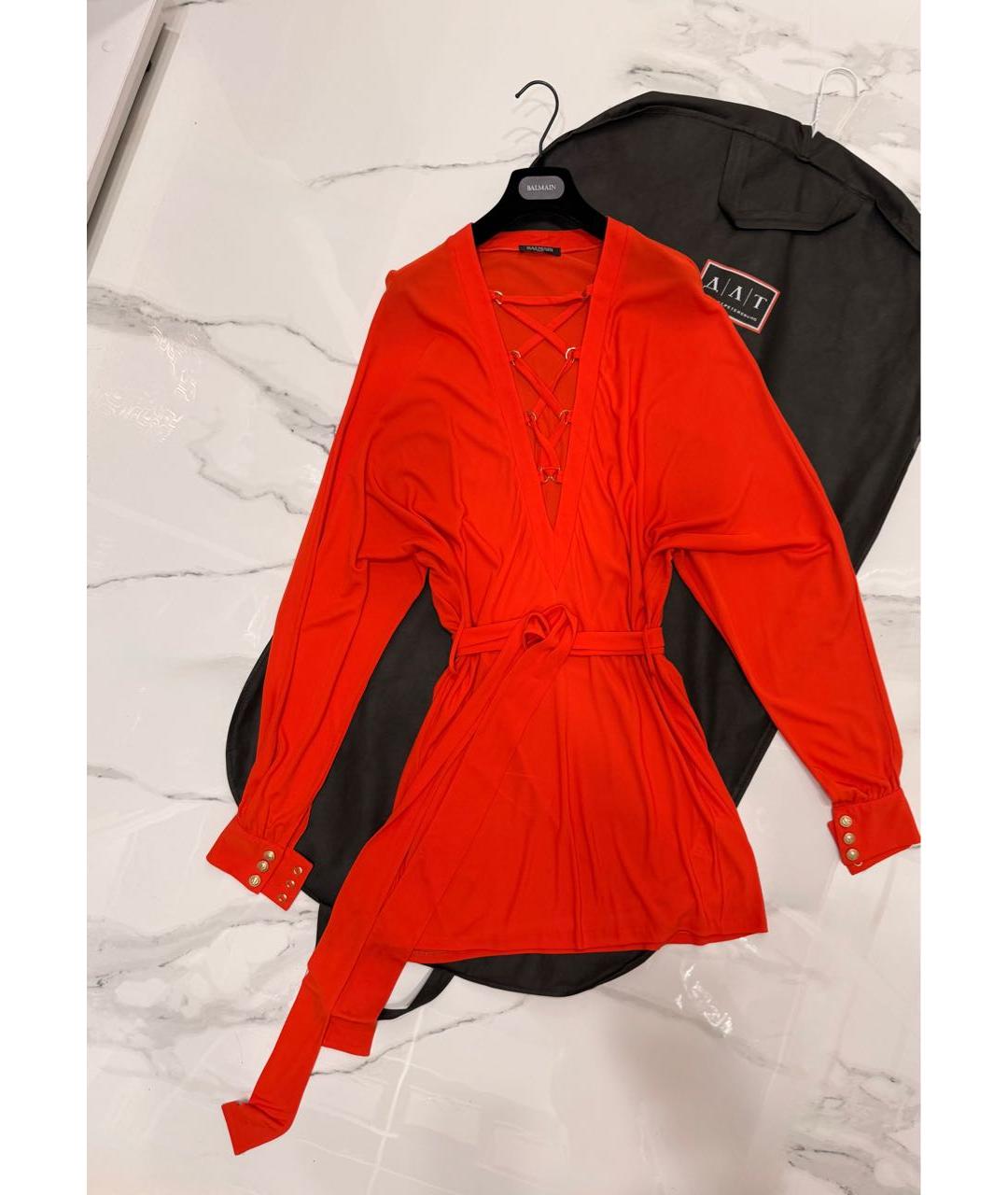 BALMAIN Красное вискозное платье, фото 9