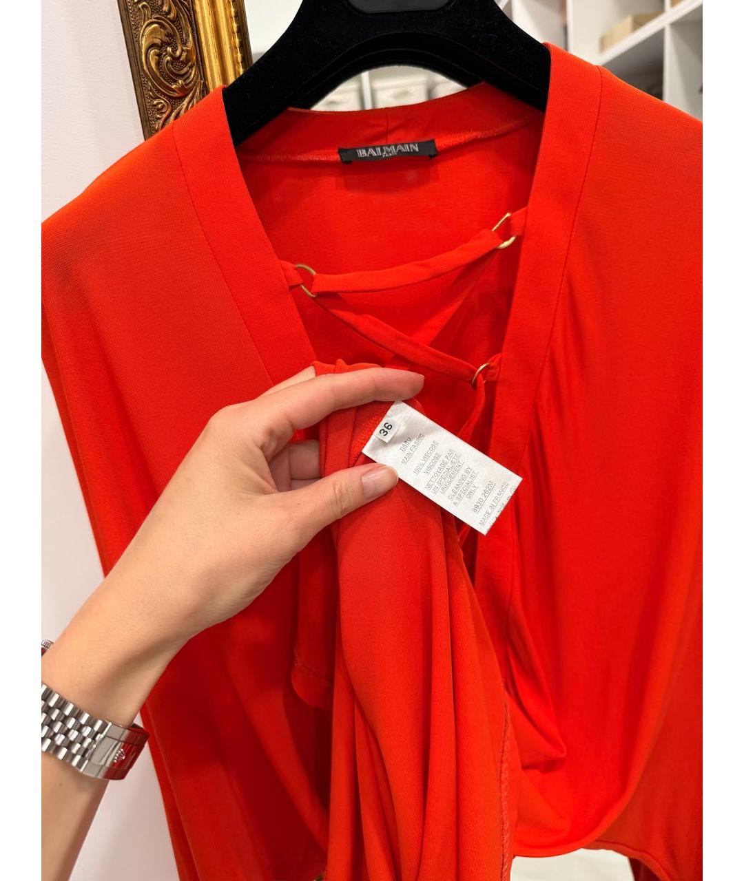 BALMAIN Красное вискозное платье, фото 5