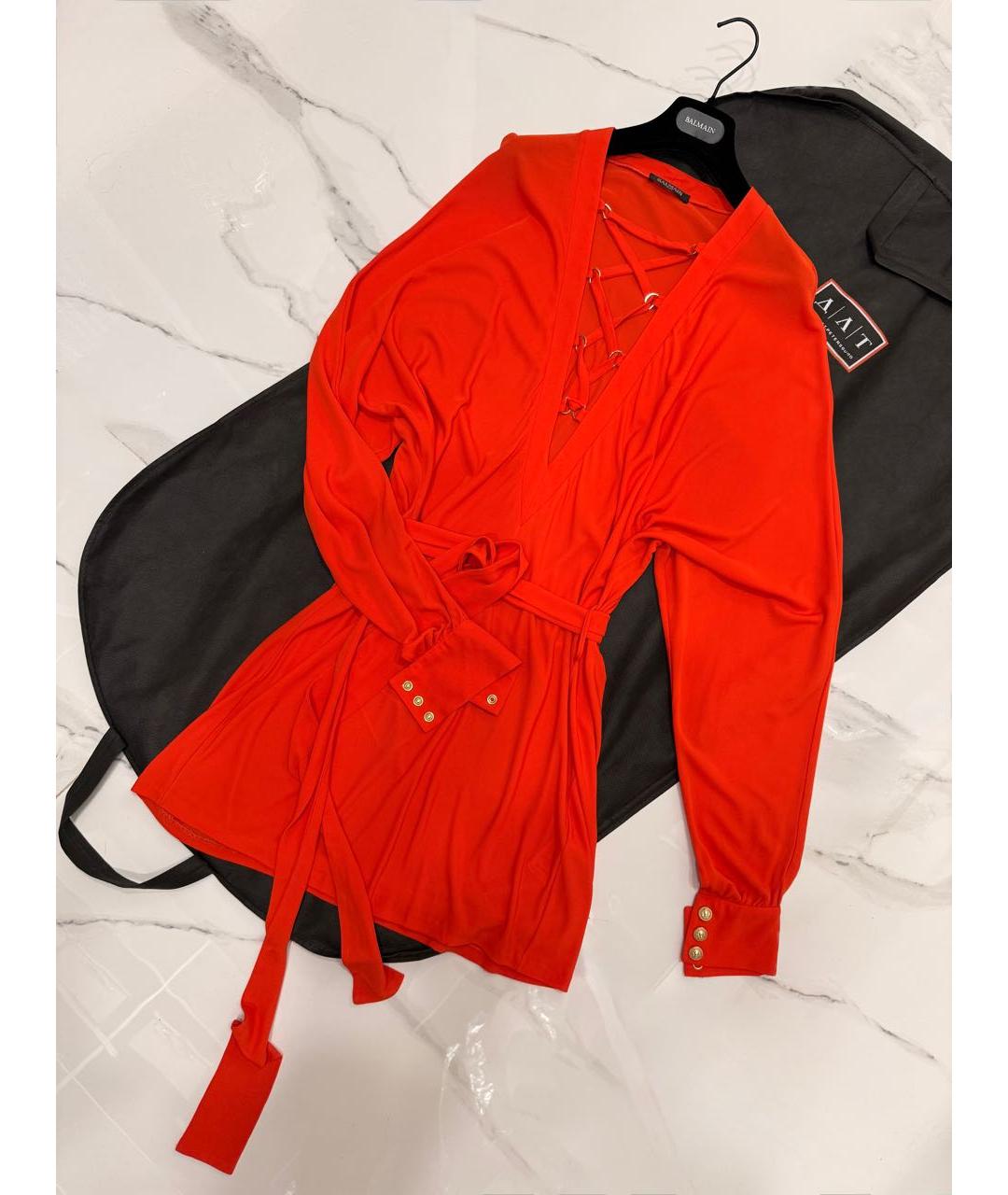 BALMAIN Красное вискозное платье, фото 2