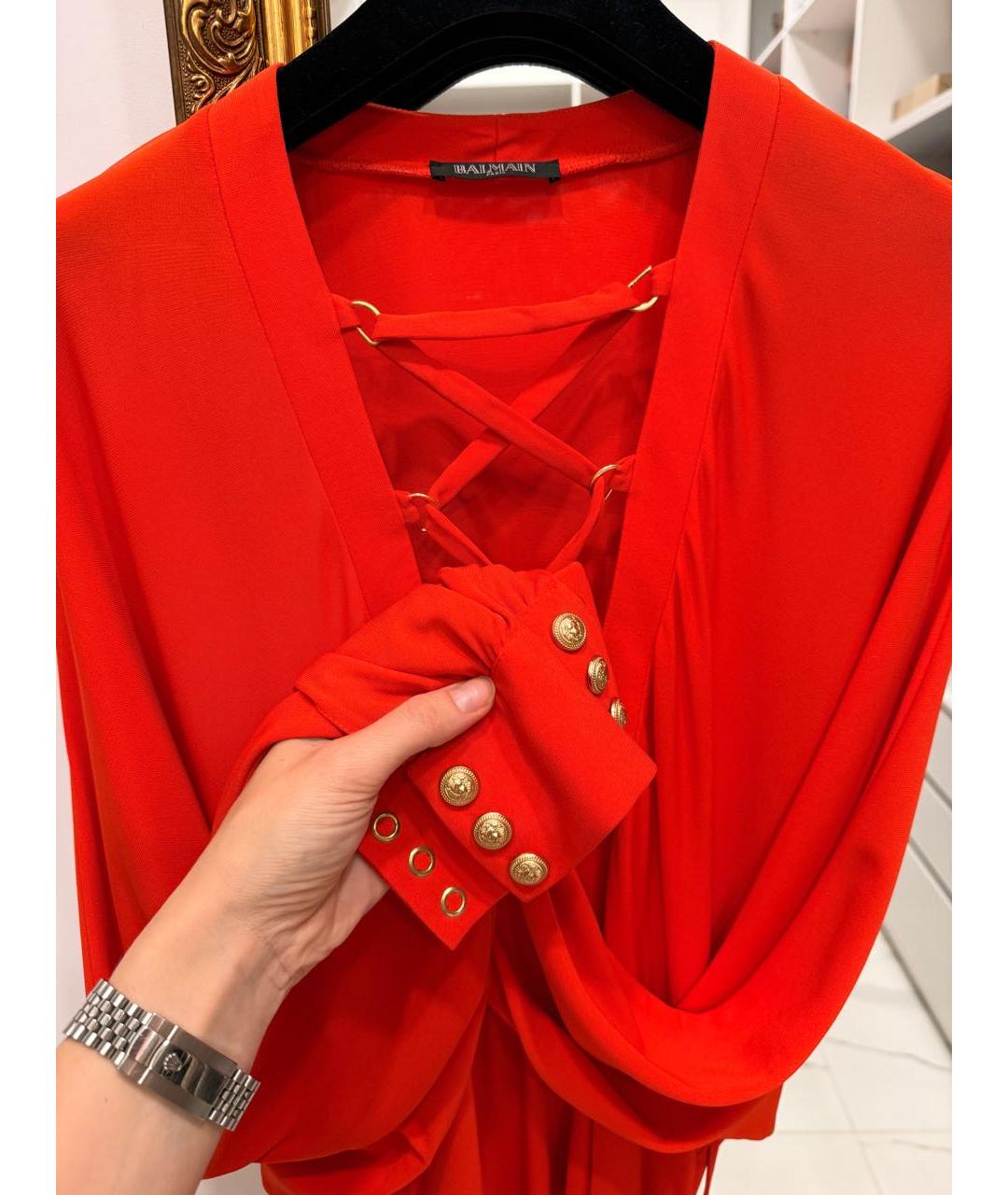 BALMAIN Красное вискозное платье, фото 7
