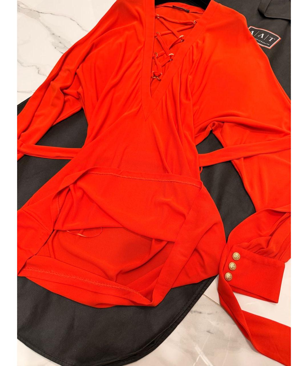 BALMAIN Красное вискозное платье, фото 8