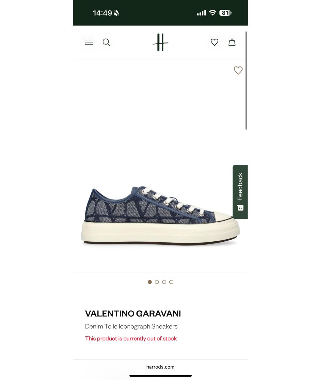 VALENTINO Темно-синие текстильные кеды, фото 9