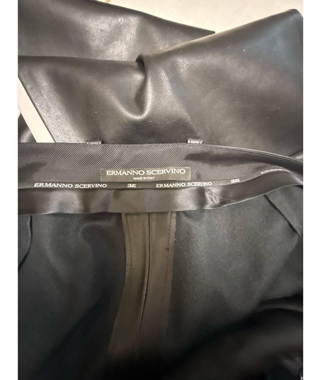 ERMANNO SCERVINO Черные кожаные прямые брюки, фото 3