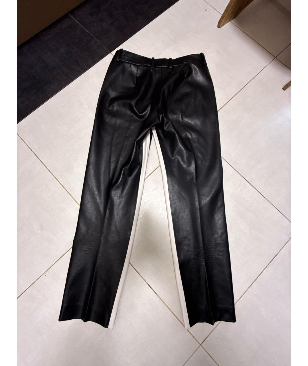 ERMANNO SCERVINO Черные кожаные прямые брюки, фото 2