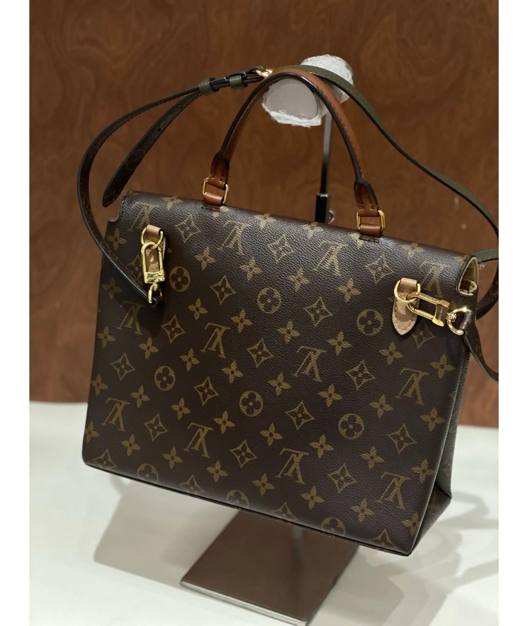 LOUIS VUITTON Коричневая сумка с короткими ручками из канвы, фото 4
