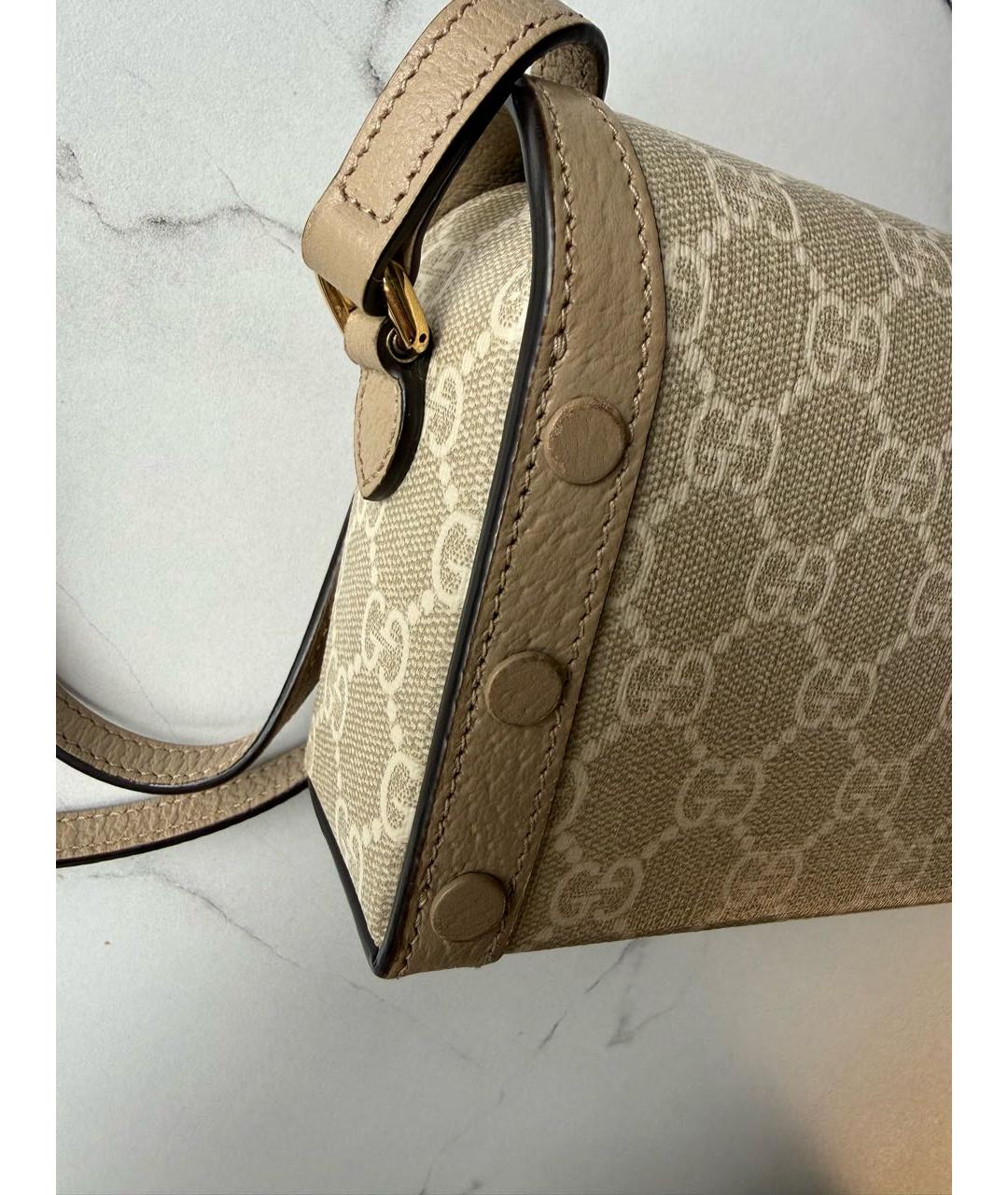 GUCCI Бежевая сумка через плечо из канвы, фото 6