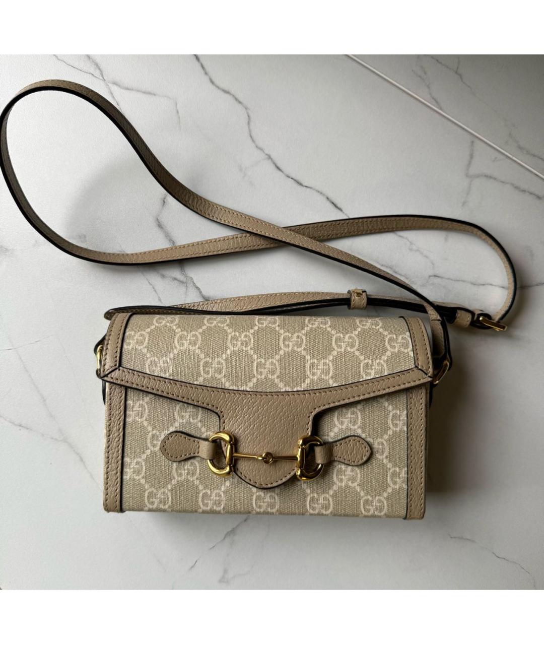 GUCCI Бежевая сумка через плечо из канвы, фото 2