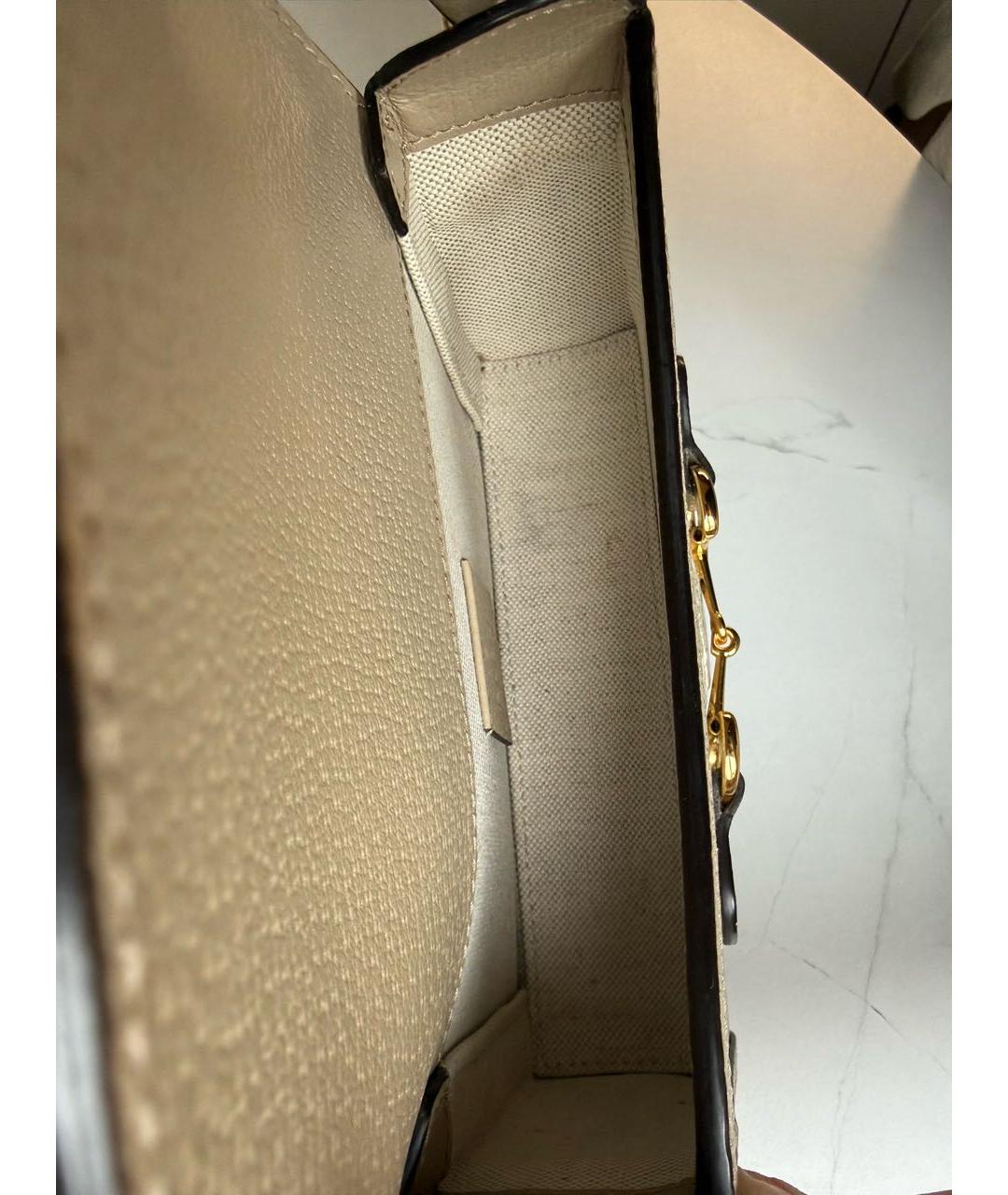 GUCCI Бежевая сумка через плечо из канвы, фото 5