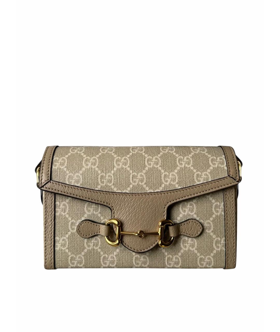 GUCCI Бежевая сумка через плечо из канвы, фото 1