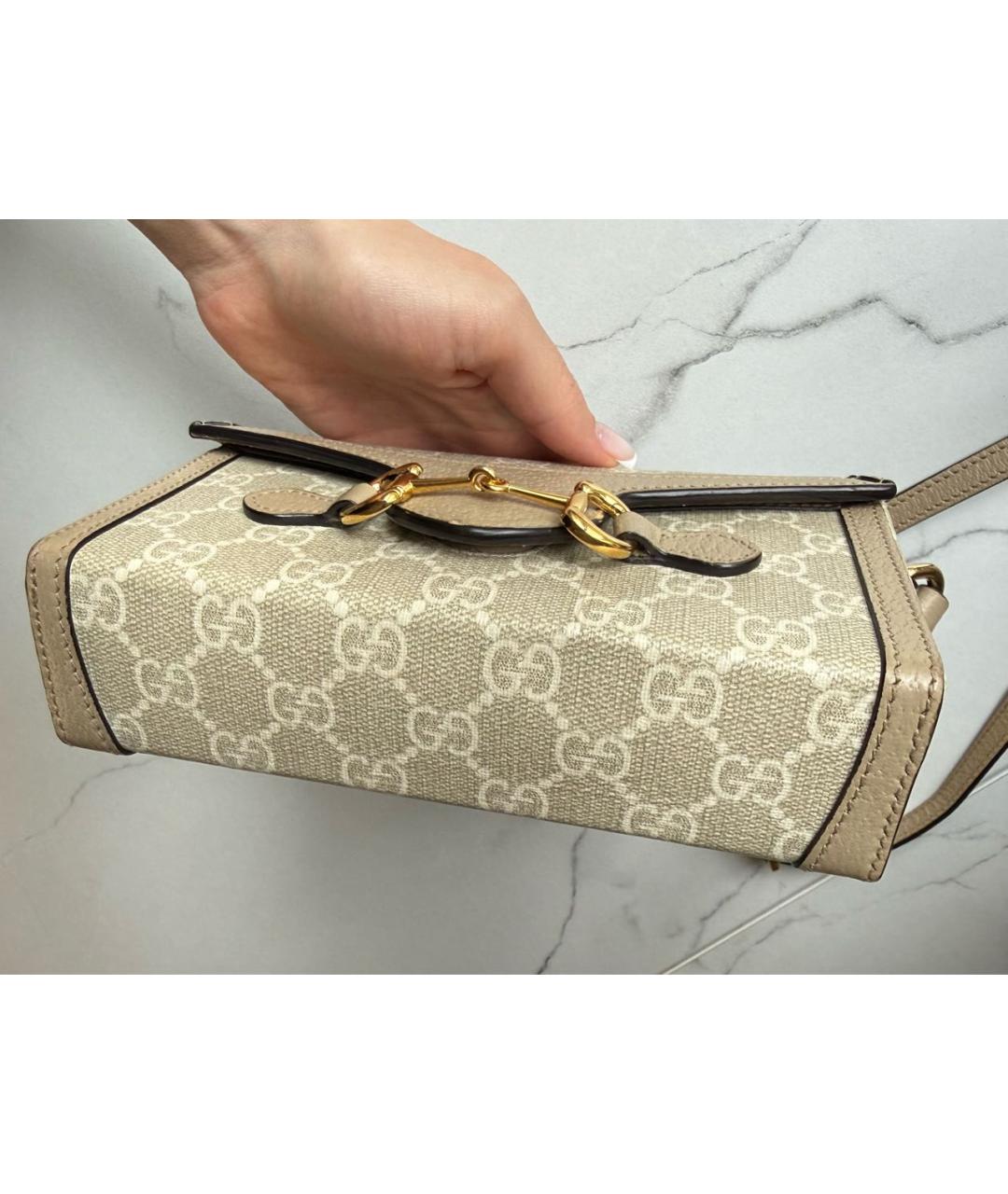 GUCCI Бежевая сумка через плечо из канвы, фото 3