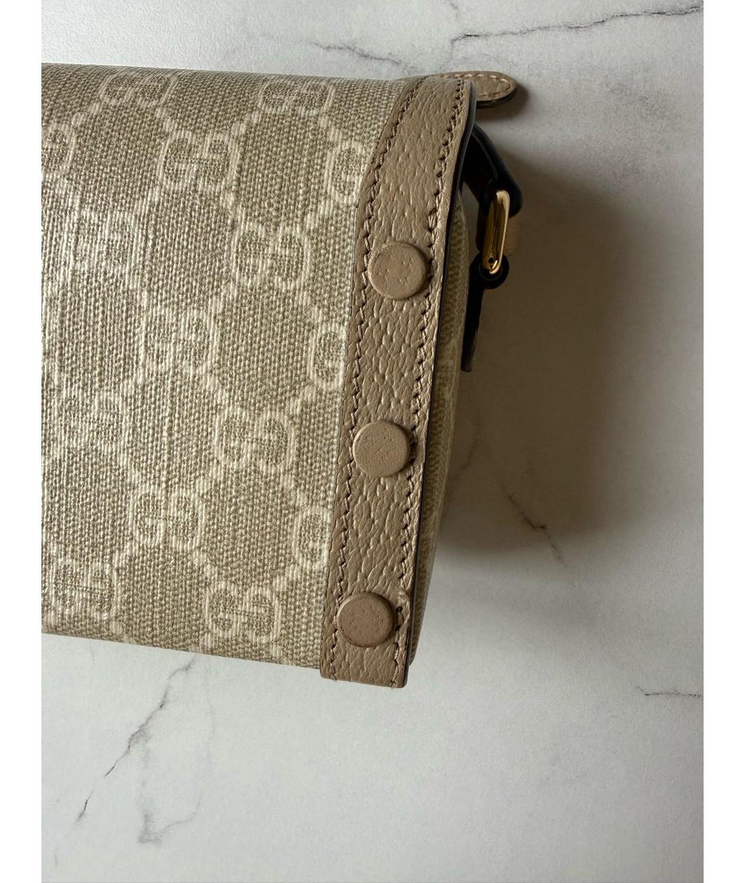 GUCCI Бежевая сумка через плечо из канвы, фото 7