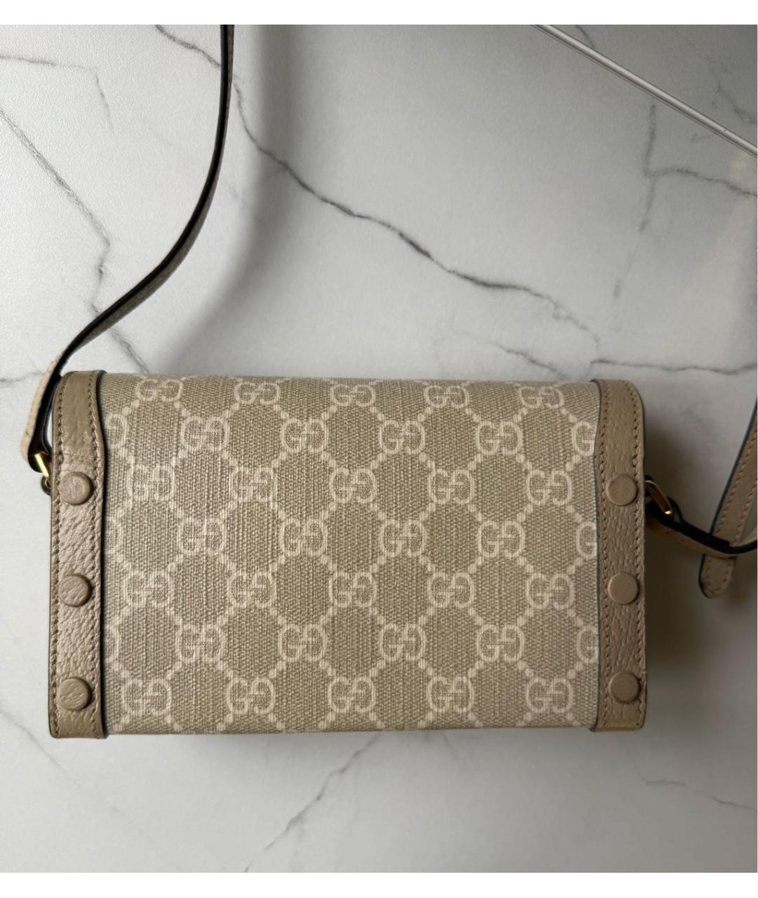 GUCCI Бежевая сумка через плечо из канвы, фото 4