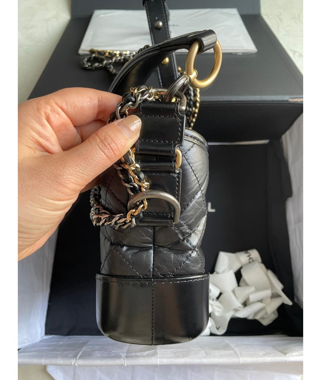 CHANEL Черная кожаная сумка через плечо, фото 4