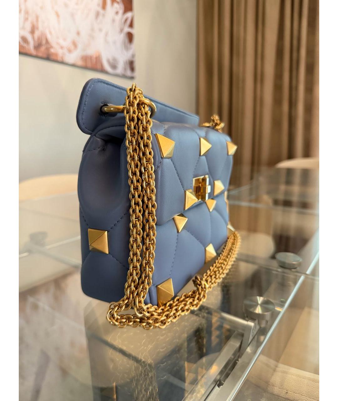 VALENTINO Голубая кожаная сумка через плечо, фото 2
