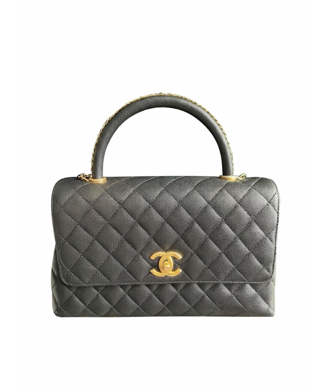 CHANEL Черная кожаная сумка с короткими ручками, фото 1
