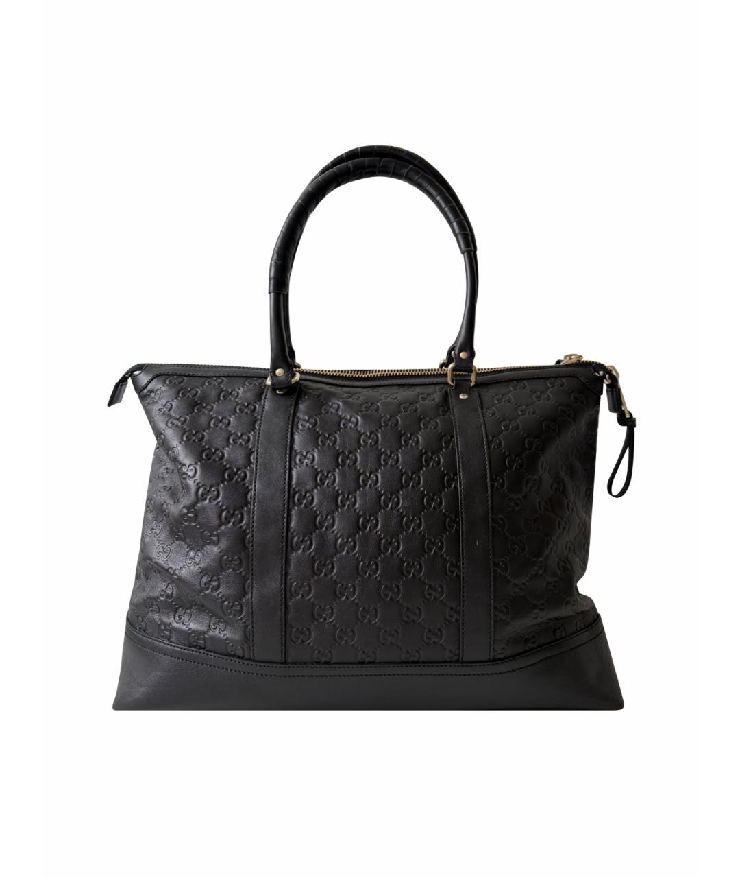GUCCI Черная кожаная сумка тоут, фото 1