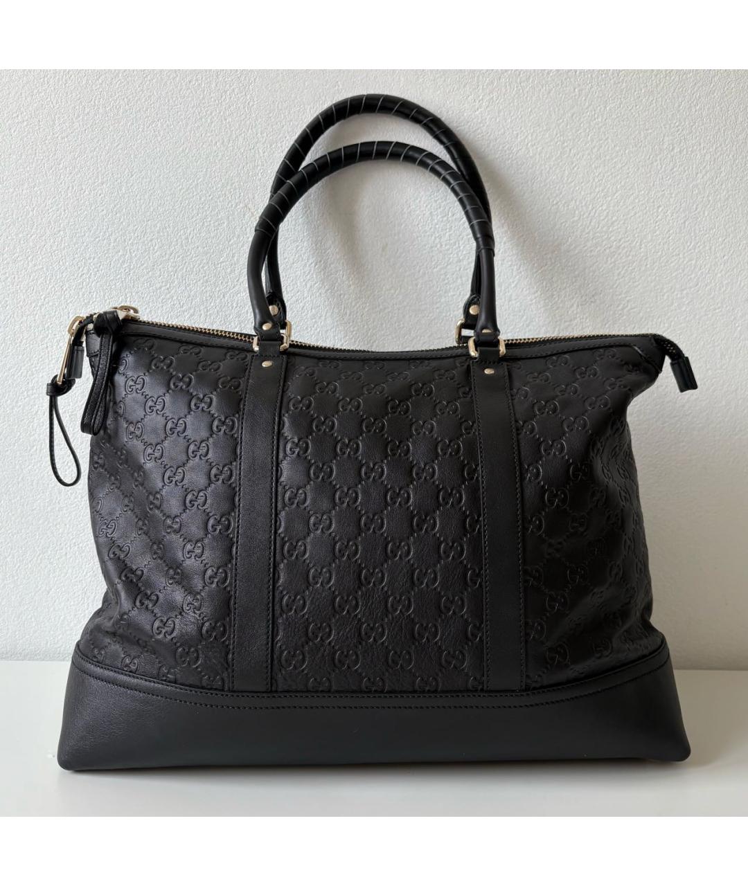 GUCCI Черная кожаная сумка тоут, фото 3