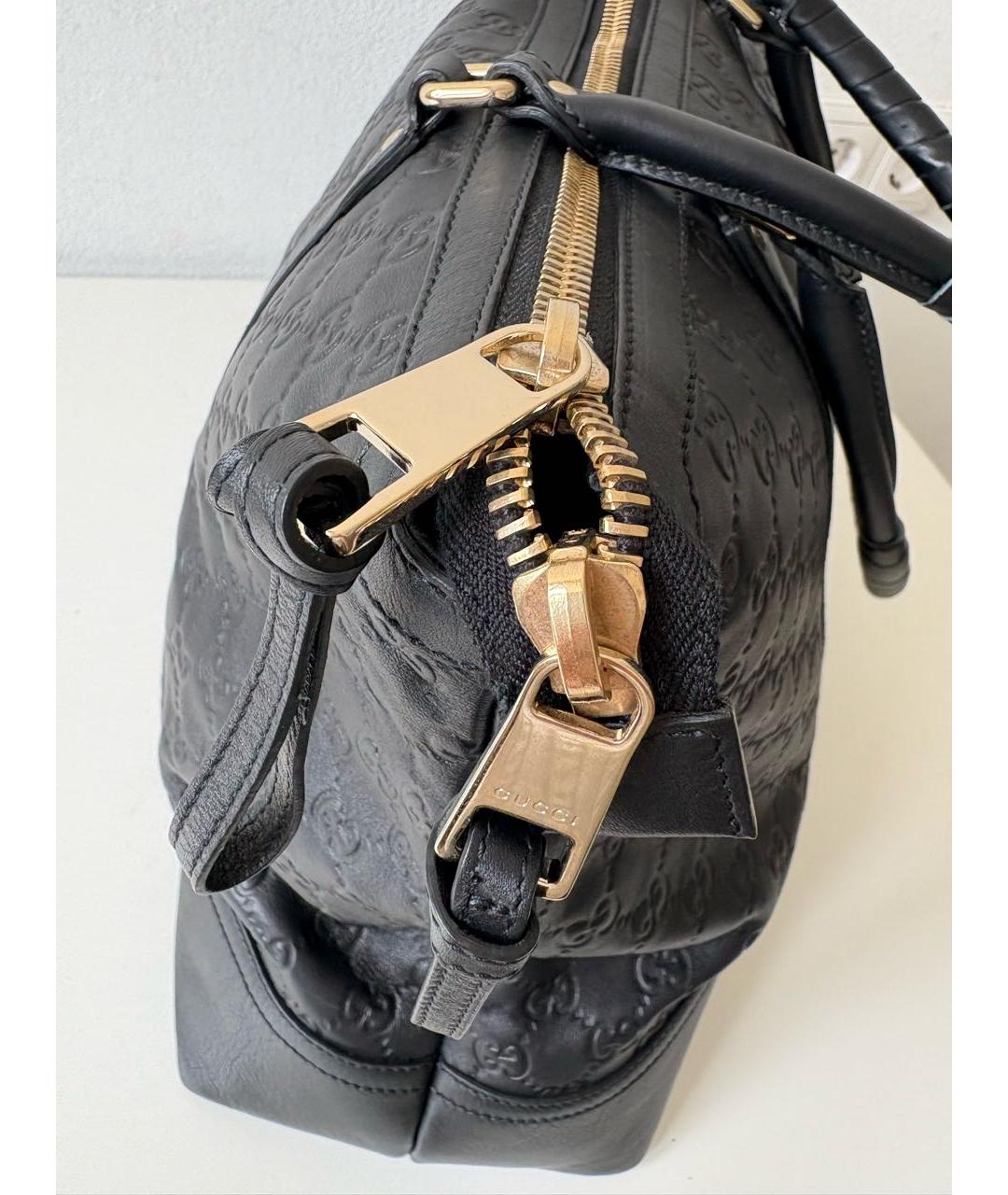 GUCCI Черная кожаная сумка тоут, фото 7