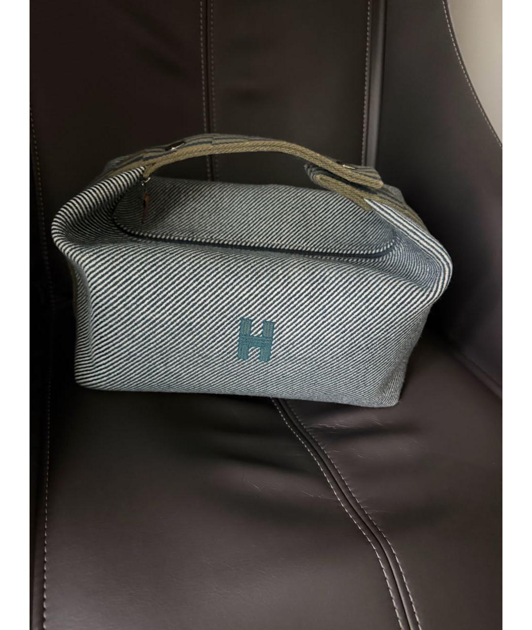 HERMES Синяя тканевая косметичка, фото 6