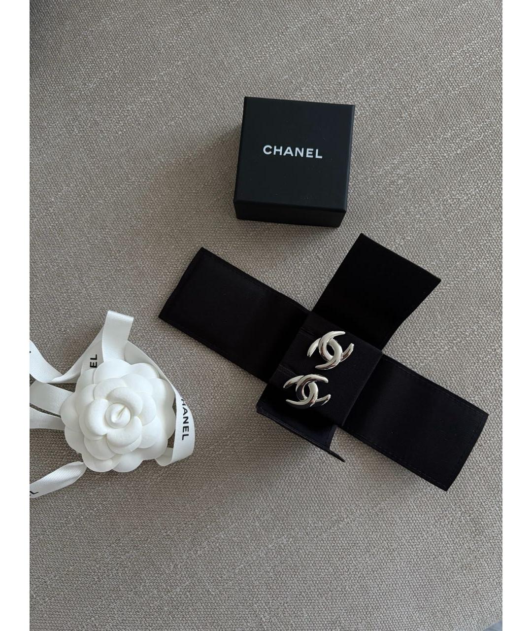 CHANEL Серебряные металлические серьги, фото 2