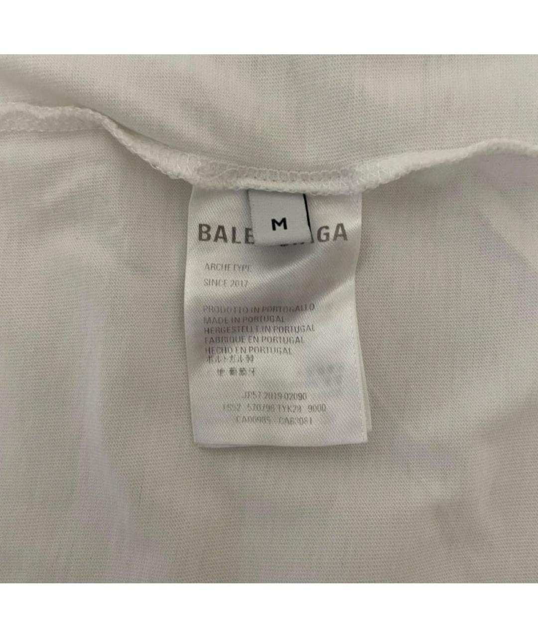 BALENCIAGA Белая хлопковая футболка, фото 5