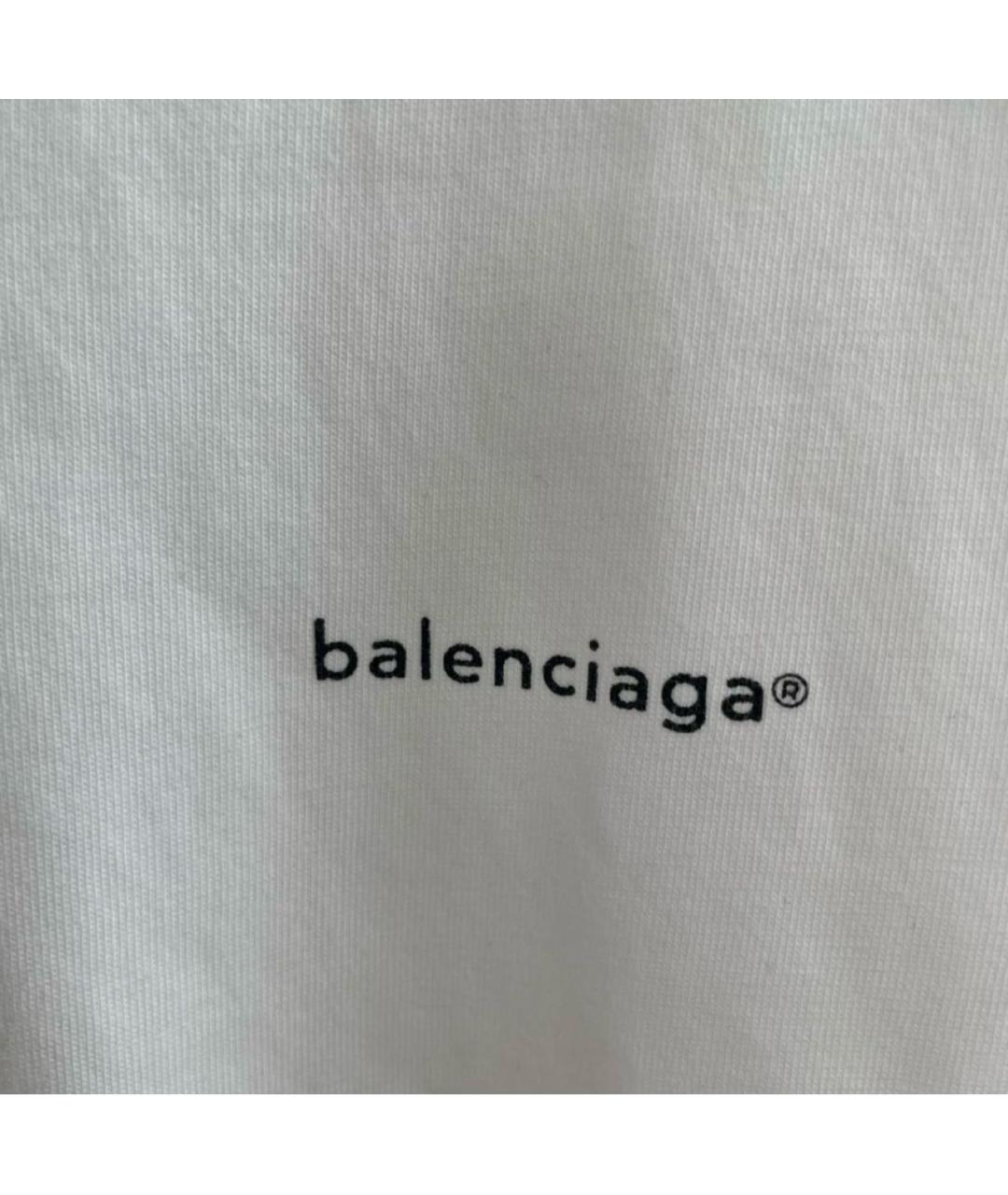 BALENCIAGA Белая хлопковая футболка, фото 4