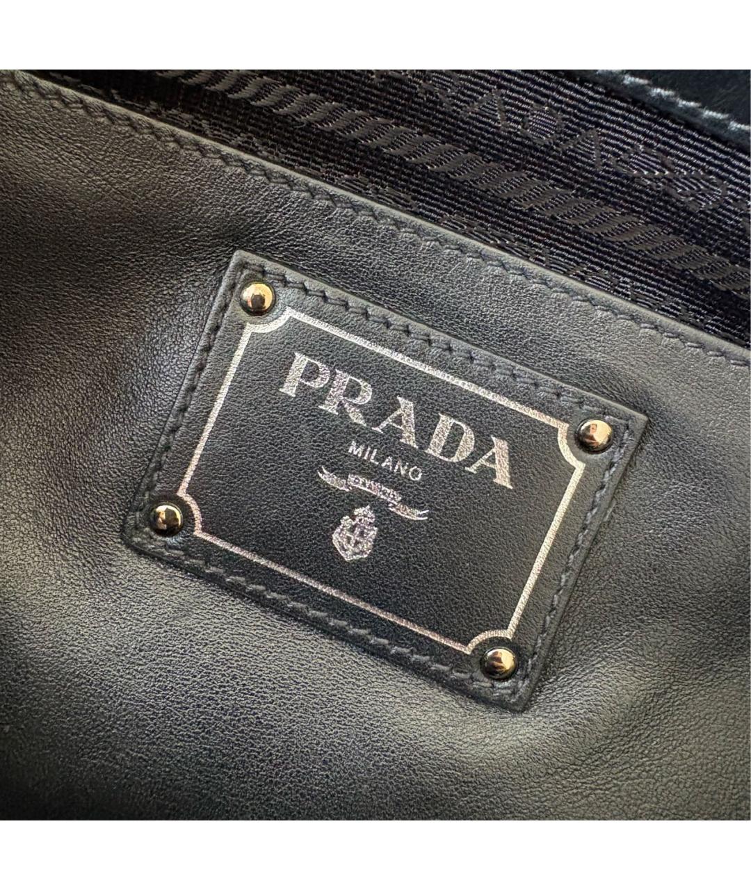 PRADA Черная кожаная сумка тоут, фото 7