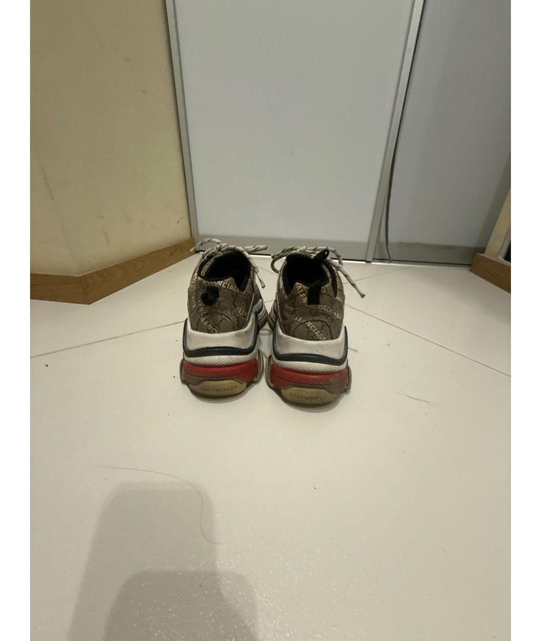 BALENCIAGA Коричневые кожаные кроссовки, фото 4