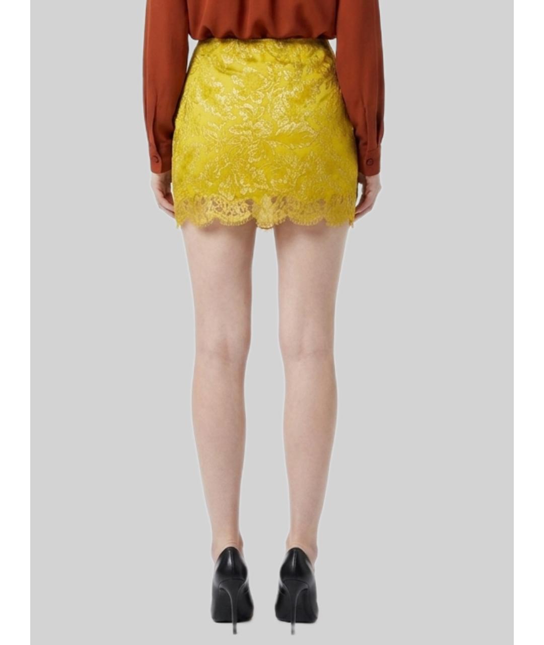 SAINT LAURENT Желтая вискозная юбка мини, фото 3