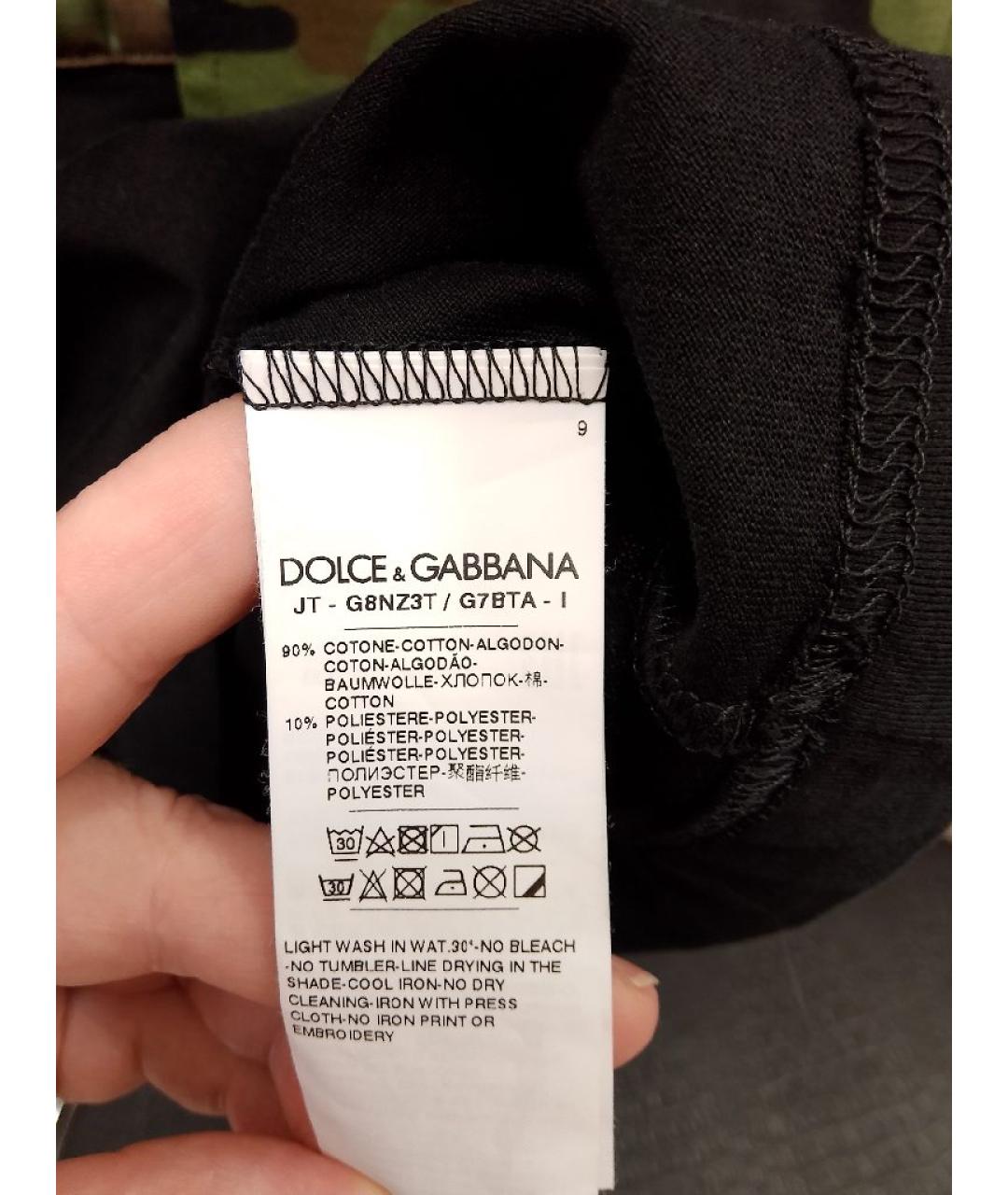 DOLCE&GABBANA Черная хлопковая футболка, фото 4