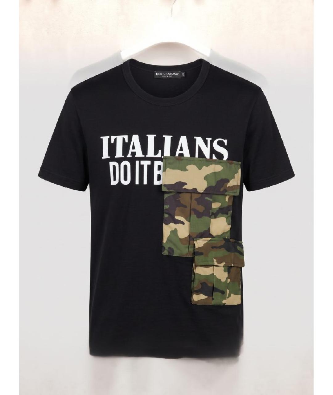 DOLCE&GABBANA Черная хлопковая футболка, фото 5