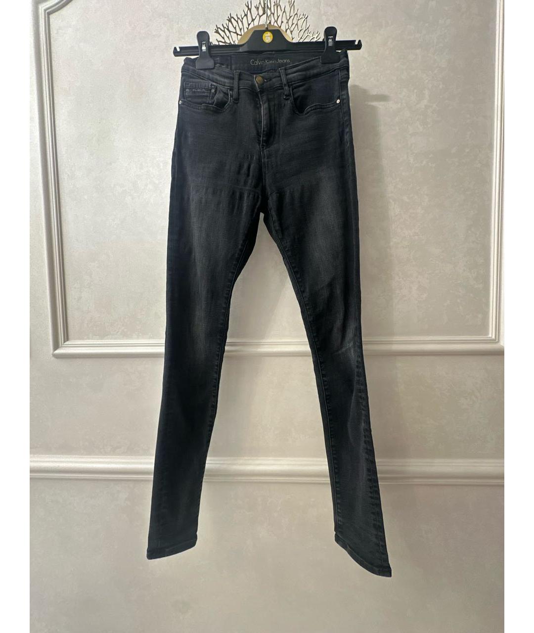 CALVIN KLEIN Черные хлопко-эластановые джинсы слим, фото 7