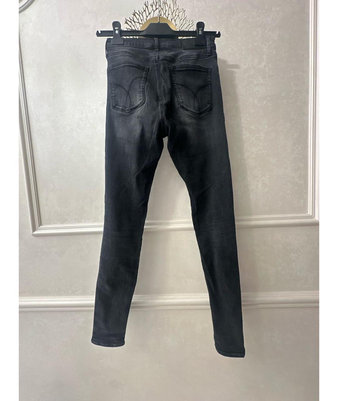 CALVIN KLEIN Черные хлопко-эластановые джинсы слим, фото 2