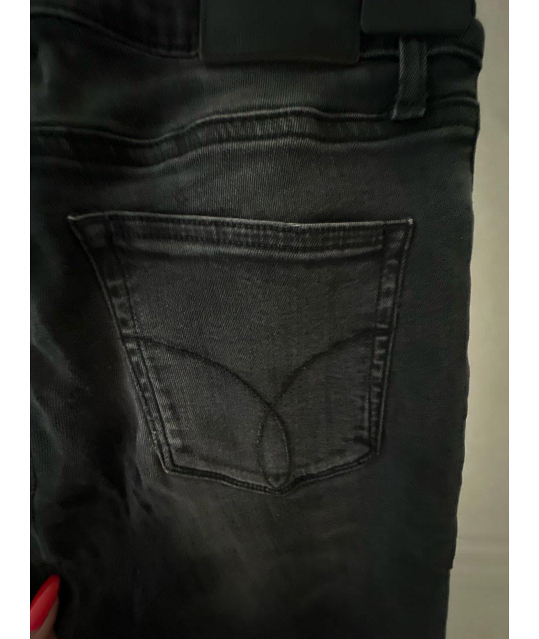 CALVIN KLEIN Черные хлопко-эластановые джинсы слим, фото 5