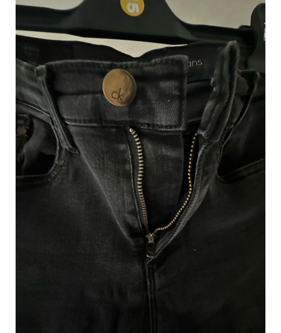 CALVIN KLEIN Черные хлопко-эластановые джинсы слим, фото 6