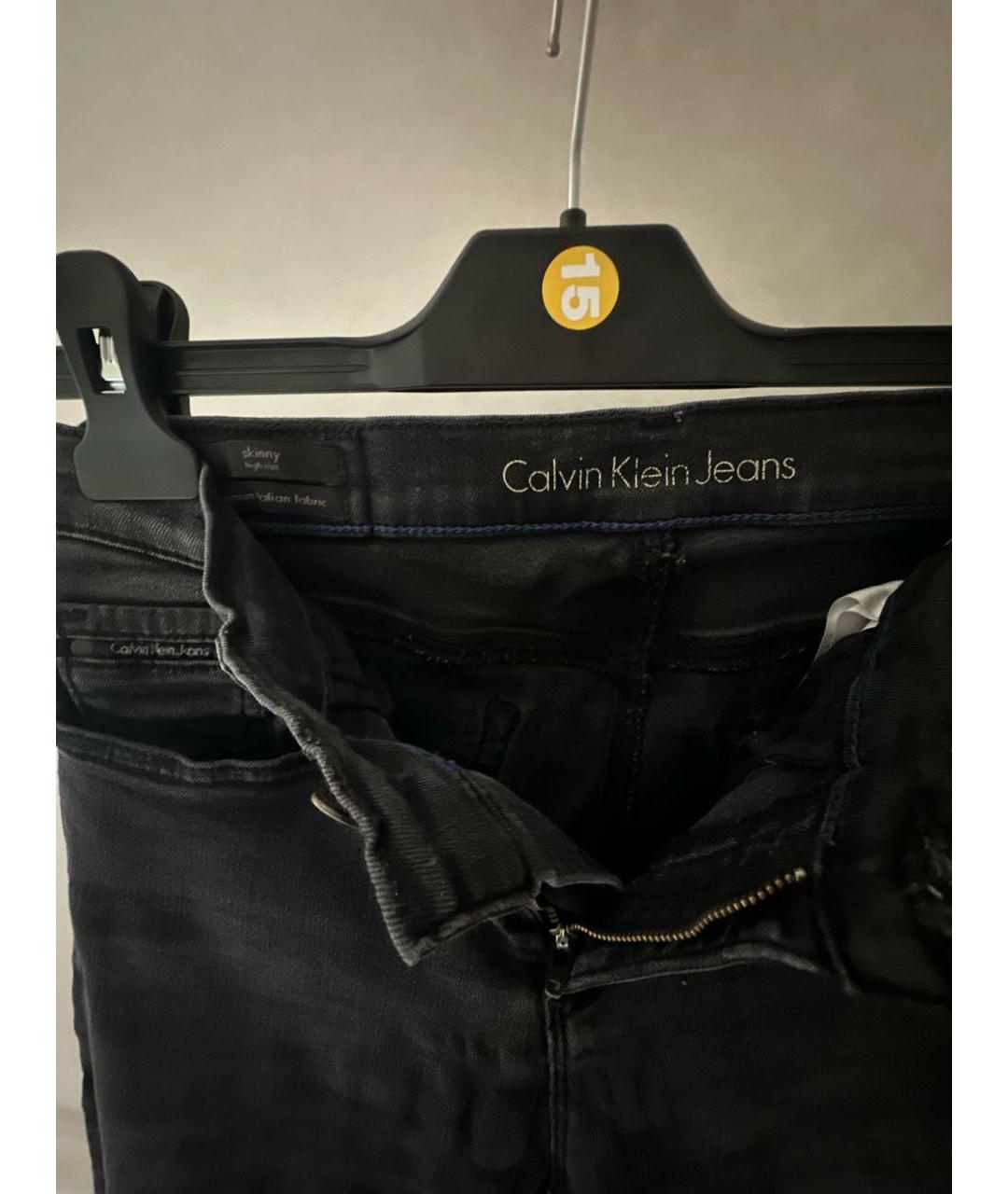 CALVIN KLEIN Черные хлопко-эластановые джинсы слим, фото 3